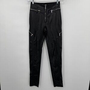 Tiger Mist Y2K Black Faux Leather Zip-Up Grunge Skinny Pants – Size S